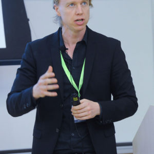 Henrik Ehrsson (Karolinska Institute, Sweden) gives his talk, "Cognitive neuroscience of body self-perception."
